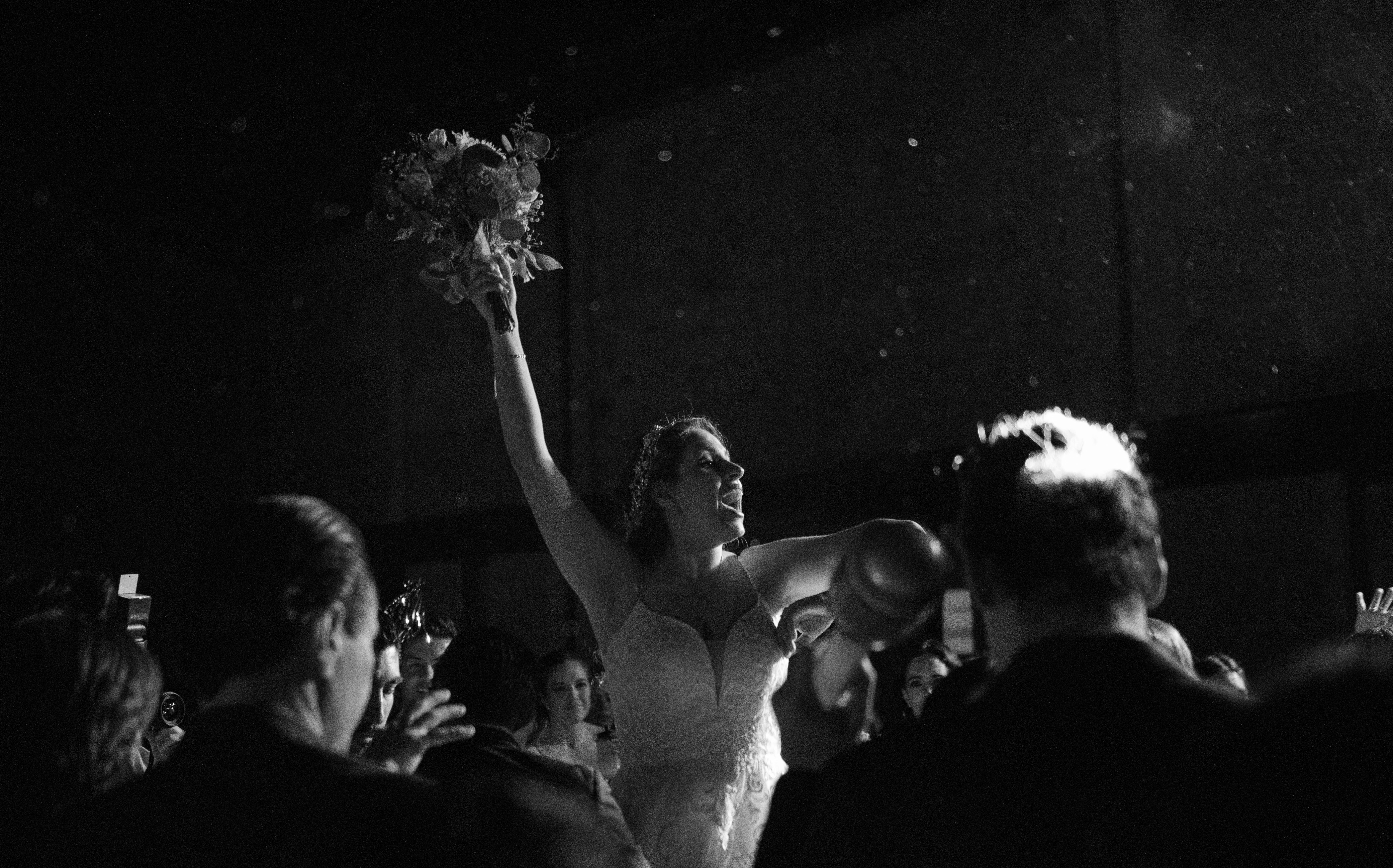 Bride enjoying her wedding and dancing